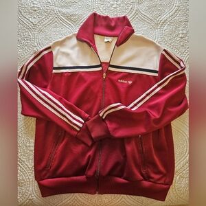 Y2K Adidas Red and Cream Lightweight Jacket